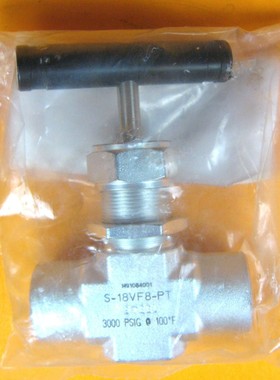 世伟洛克 - S-18VF8-PT - 钢 1/2 英寸针阀,3000 PSIG @ 100°F