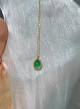 天然绿玛瑙水滴新中式项链