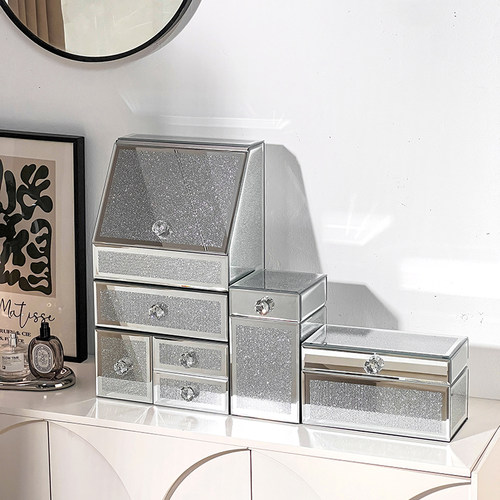 防尘玻璃化妆品收纳盒高级感