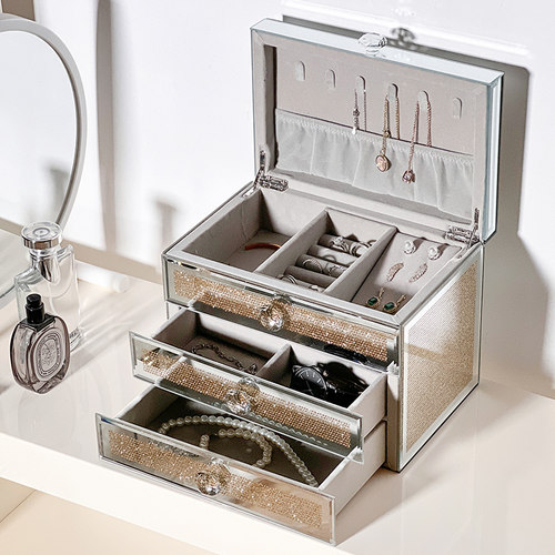 2022新款精致多层玻璃首饰盒
