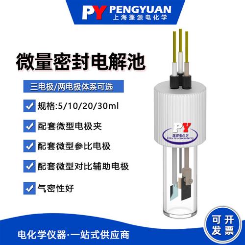 上海蓬源电化学 微量密封电解池/三电极体系/小体积/5/10/20/30ml