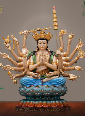 纯铜准提佛母像供奉家用客厅摆件