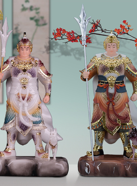 客厅二郎神汉白玉神像杨戬玉雕