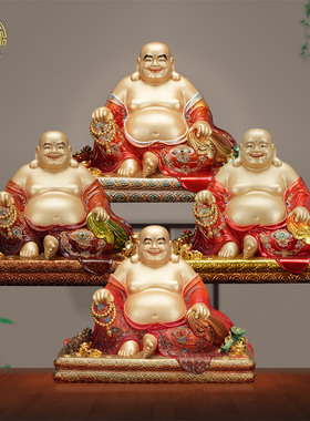 纯铜珐琅彩宽体弥勒笑佛招财摆件