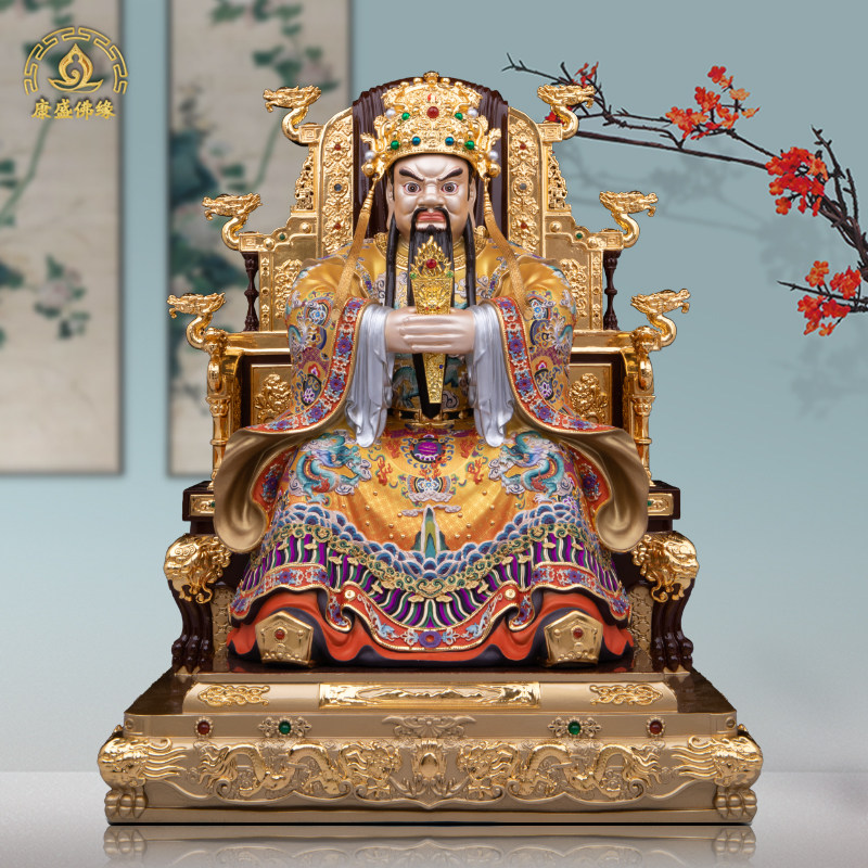 广济五爷龙王菩萨佛像纯铜彩绘龙五爷财神爷真身家用招财摆件装饰