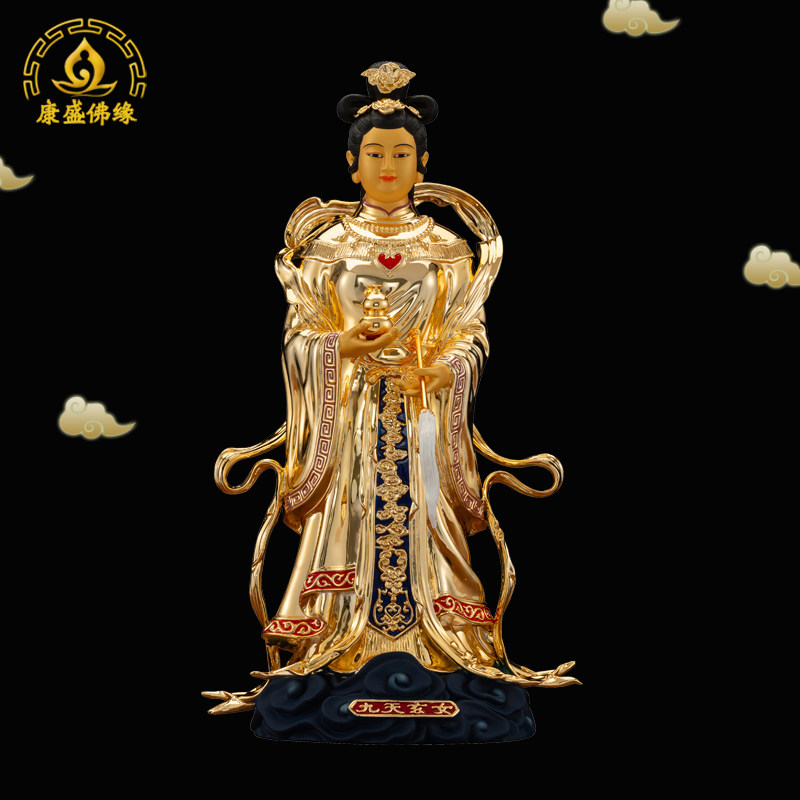 九天玄女娘娘神像台湾纯铜摆件