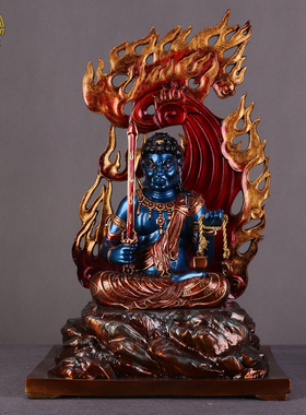 纯铜属鸡供奉不动尊菩萨彩绘佛像