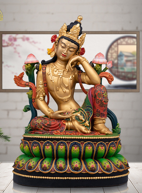 思维观音佛像纯铜中式客厅古彩