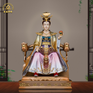 女娲娘娘神像纯铜珐琅彩镶贴金女娲补天女阴娘娘佛像家用供奉摆件