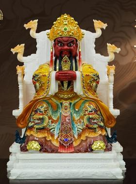 龙五爷神像客厅摆件汉白玉中式