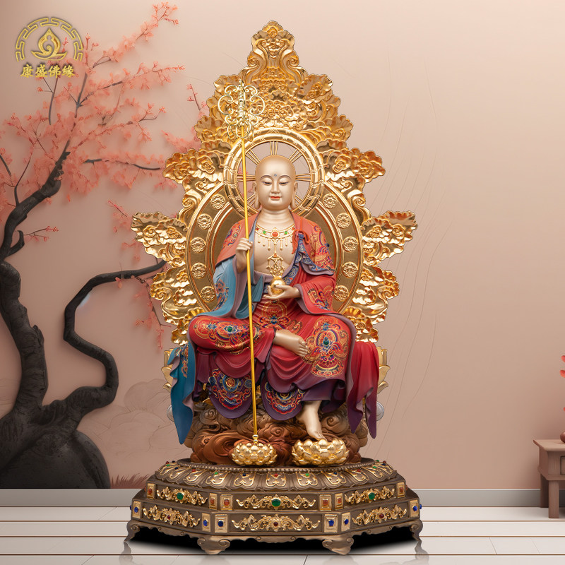 地藏菩萨神像纯铜中式桌面摆件