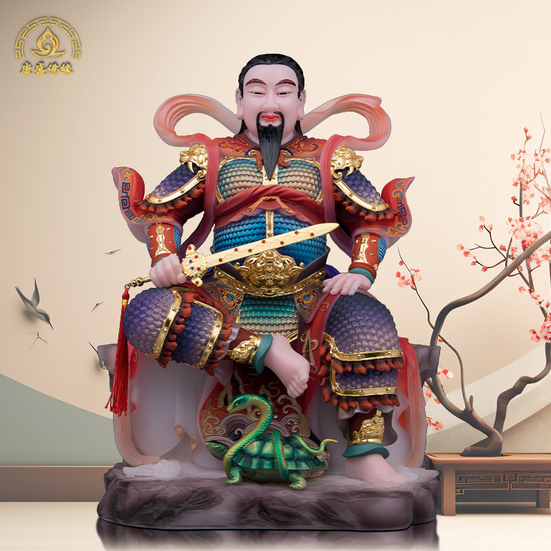 真武大帝神像道家祖师摆件汉白玉