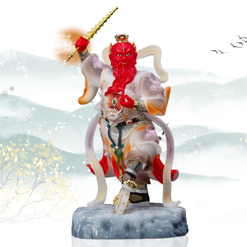 王灵官神像王天君彩绘供奉汉白玉