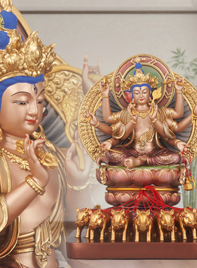 摩利支菩萨神像树脂彩绘家用摆件