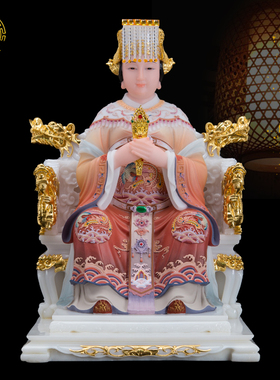 妈祖神像客厅汉白玉工艺品摆件