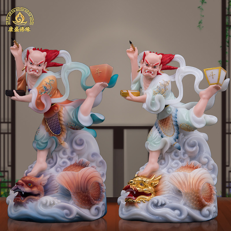 魁星踢斗神像客厅家用摆件汉白玉