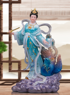 九天玄女神像汉白玉中式客厅摆件