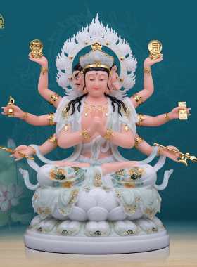 斗母元君神像汉白玉中式供奉摆件