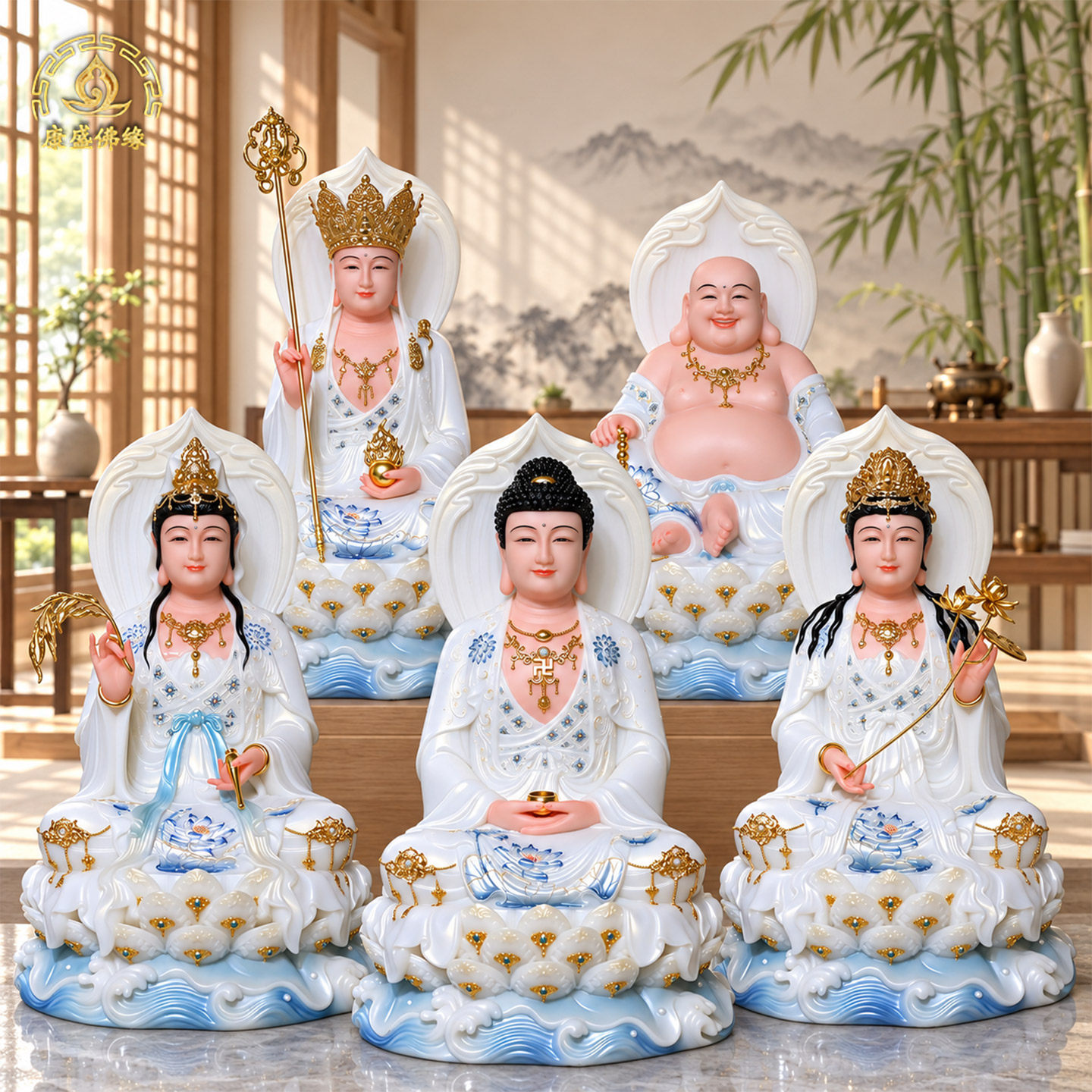 全堂佛坐莲释迦牟尼佛像客厅摆件