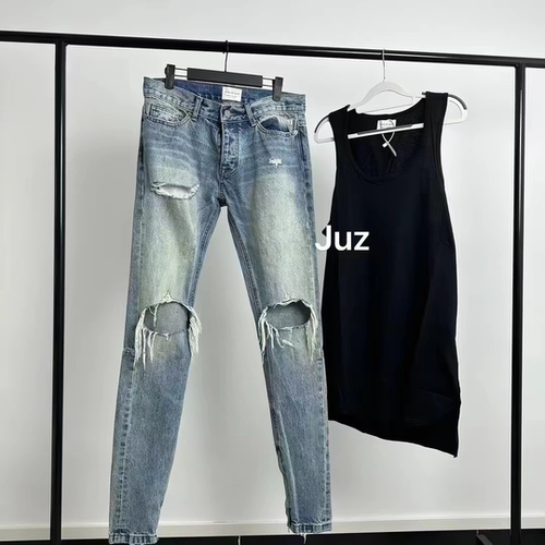 FOGfear of god4th蓝牛高街破洞牛仔裤