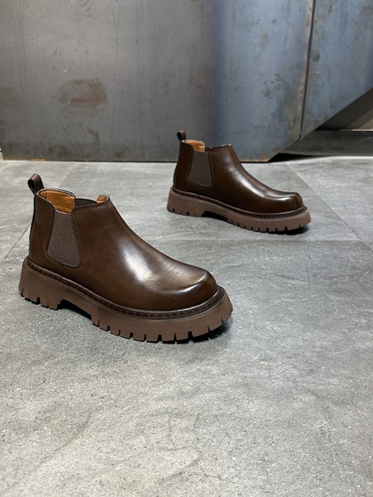 MENS SHOES FALL|WINTER 2024 NEW LEATHER BOOTS PLUS FLEECE CHELSEA BOOTS FASHION VERSATILE BIG SCALP SHOES MENS TREND CASUAL SHOES