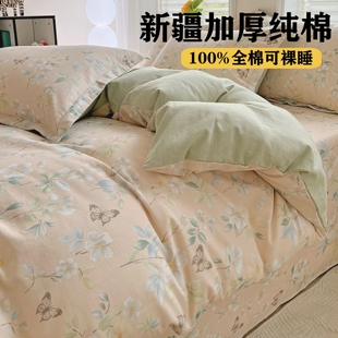 秋冬全棉加厚磨毛四件套纯棉2025新款床上用品床单被套宿舍三件套