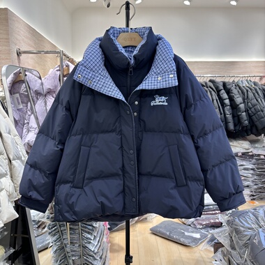 时尚假两件鸭绒羽绒服女2025冬季新款宽松百搭减龄休闲外套25913