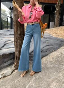 DIMO8673弹力喇叭牛仔裤小个子显瘦2026春季新款百搭十分筒喇裤女