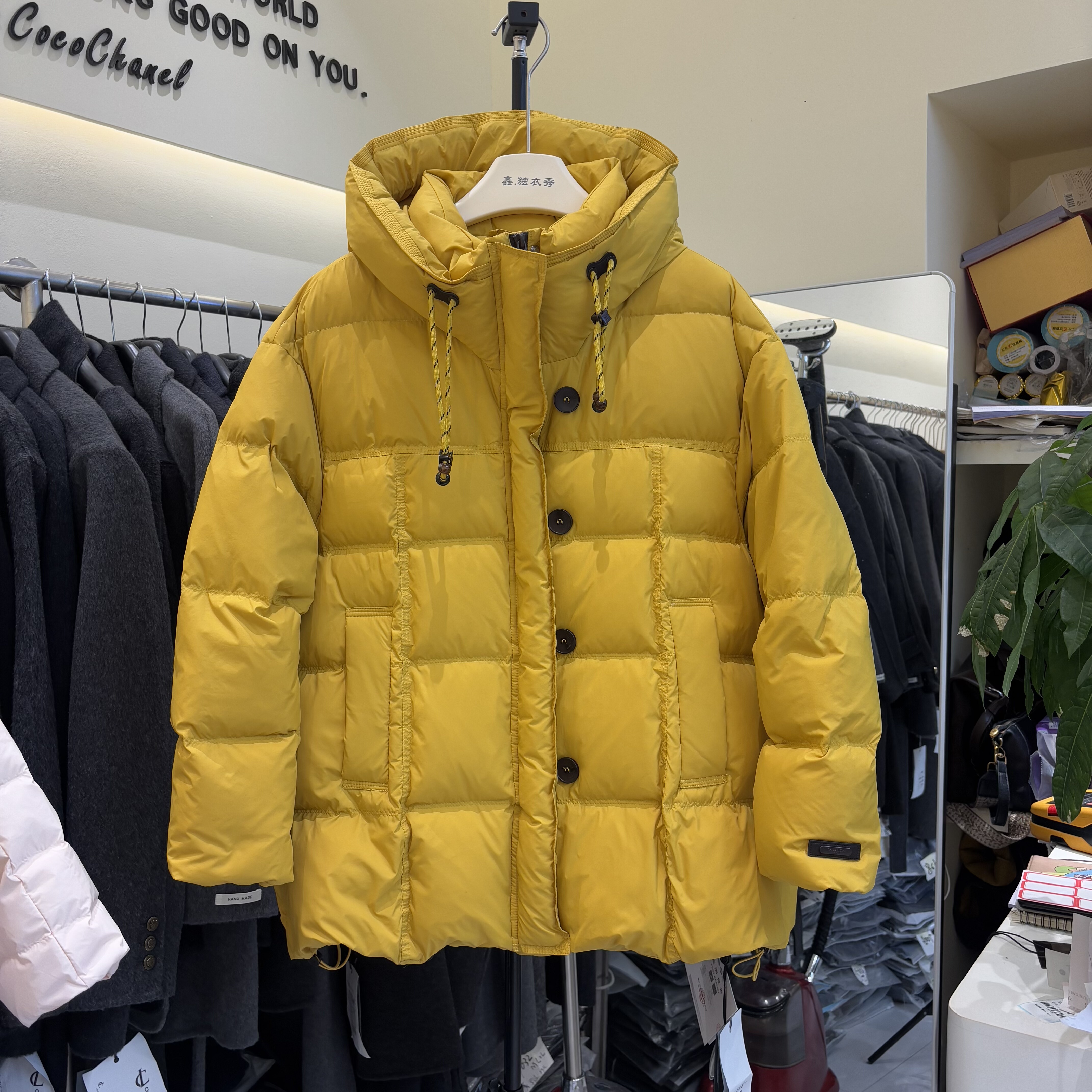 韩版高端气质中长款连帽羽绒服女2025冬季新款宽松加厚面包服外套