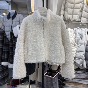 韩国2025正版 上衣59608 立领皮毛一体外套女韩系chci宽松显瘦长袖