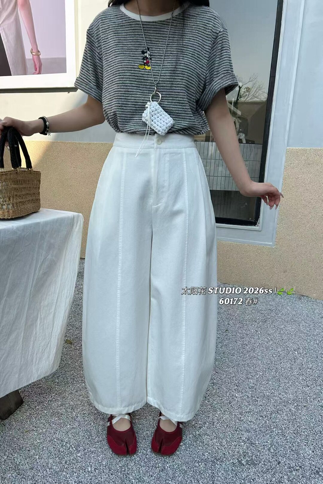 2026春款薄款半松紧腰休闲裤气球裤女百搭显瘦哈伦裤九分裤60172