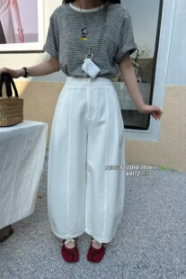 2026春款薄款半松紧腰休闲裤气球裤女百搭显瘦哈伦裤九分裤60172