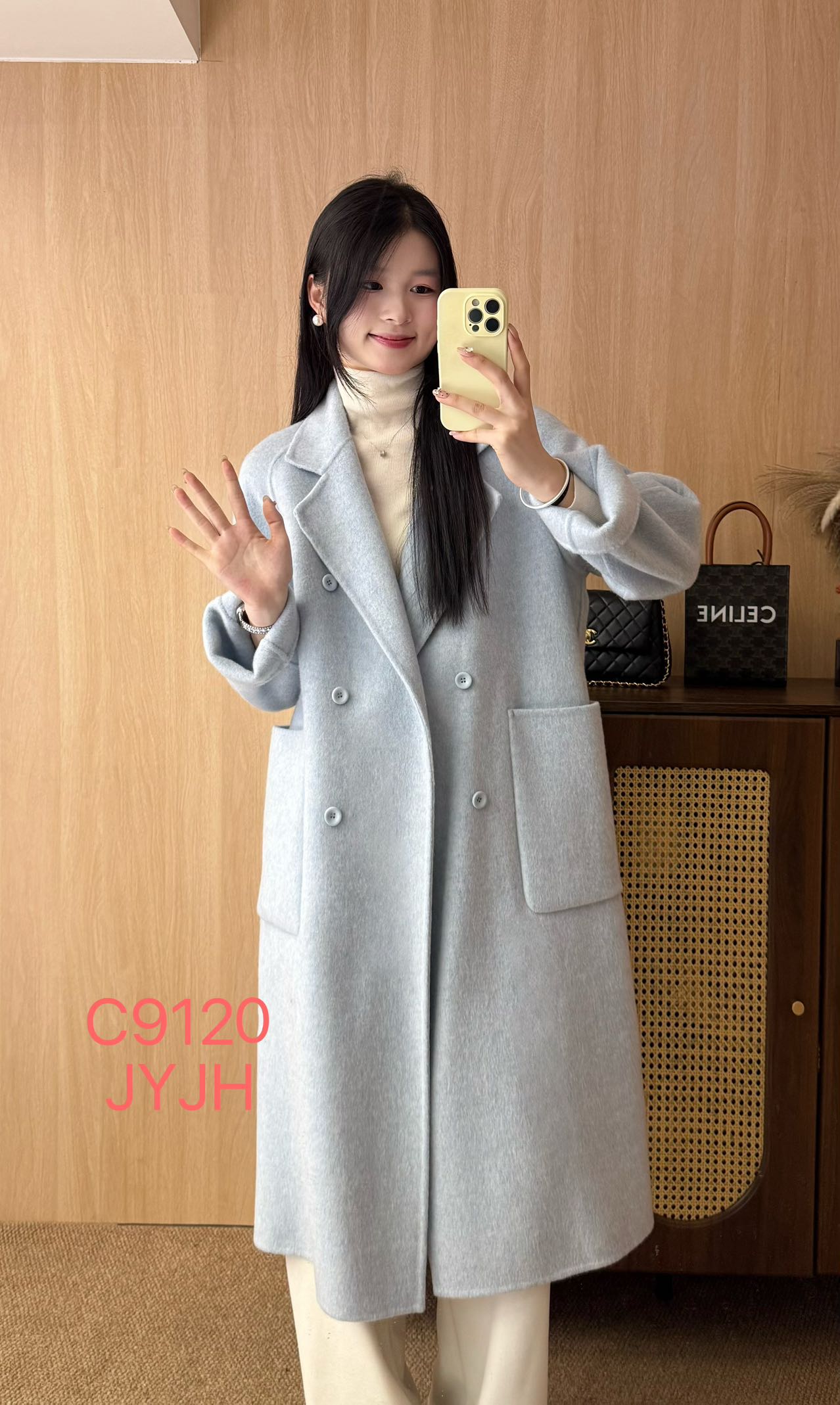 高级感老钱风新款秋冬韩版复古双面羊绒大衣女毛呢外套中长款9120