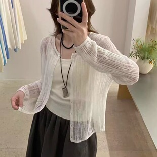 百搭防晒衫 女2026春夏薄款 上衣9902 竹节麻针织开衫 甜美风微透长袖