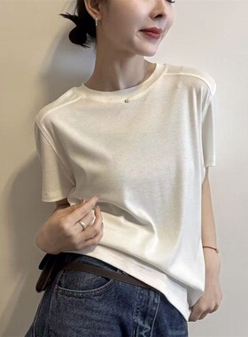 休闲风圆领短袖T恤女2026春夏新款宽松显瘦百搭打底衫上衣潮31720