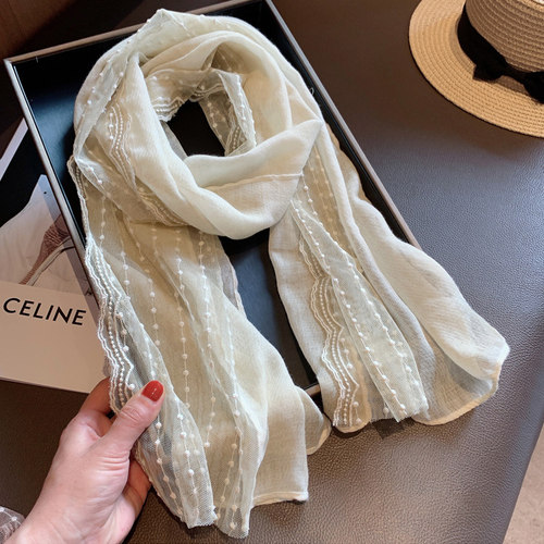 知性淑女风~蕾丝棉麻小围巾