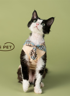 HOiii PET夏季可爱水手服德文猫衣服纯棉亲肤无毛猫背心韩版透气