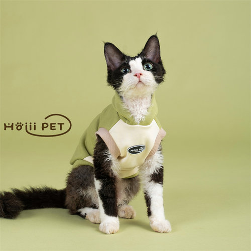 HOiiiPET拼色帽衫德文猫衣服