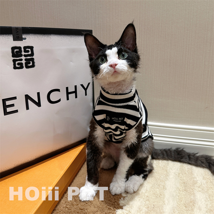 HOiii PET 弹力纯棉条纹华夫格背心德文斯芬克斯无毛猫衣服空调服