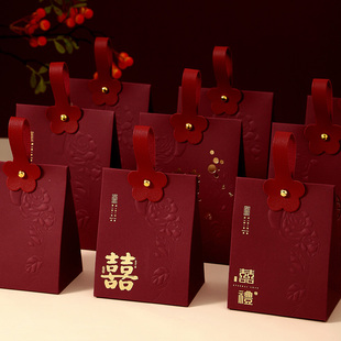 结婚喜糖盒子2025新款 盒订婚手提糖果袋 婚礼高级伴手礼盒空盒包装