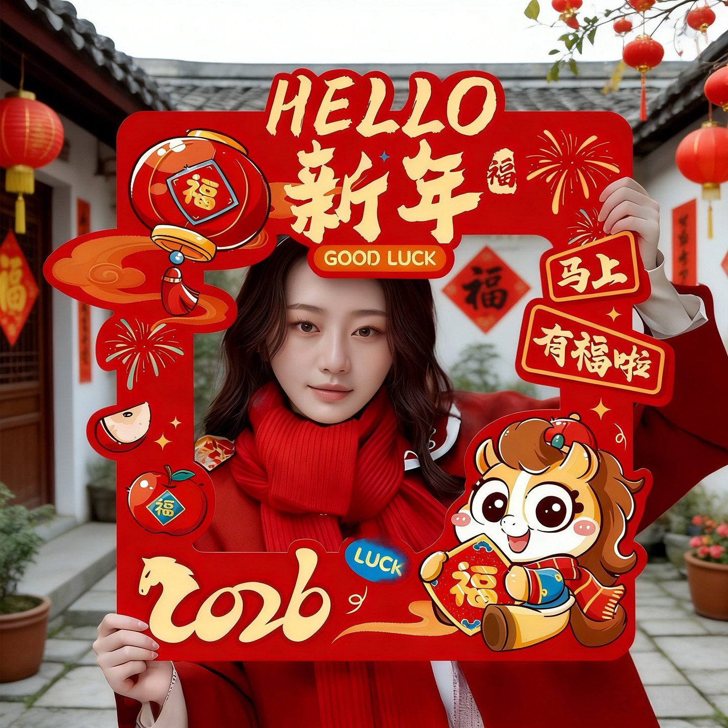 新年拍照道具kt板相框儿童手举牌2026马年元旦幼儿园氛围布置用品,节庆用品/礼品,节日装扮用品,淘宝优惠券,粉丝福利购,淘宝优惠卷