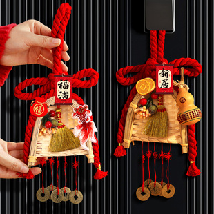 2026新年门挂乔迁之喜装饰入户门把手万字结布置挂件入宅仪式用品