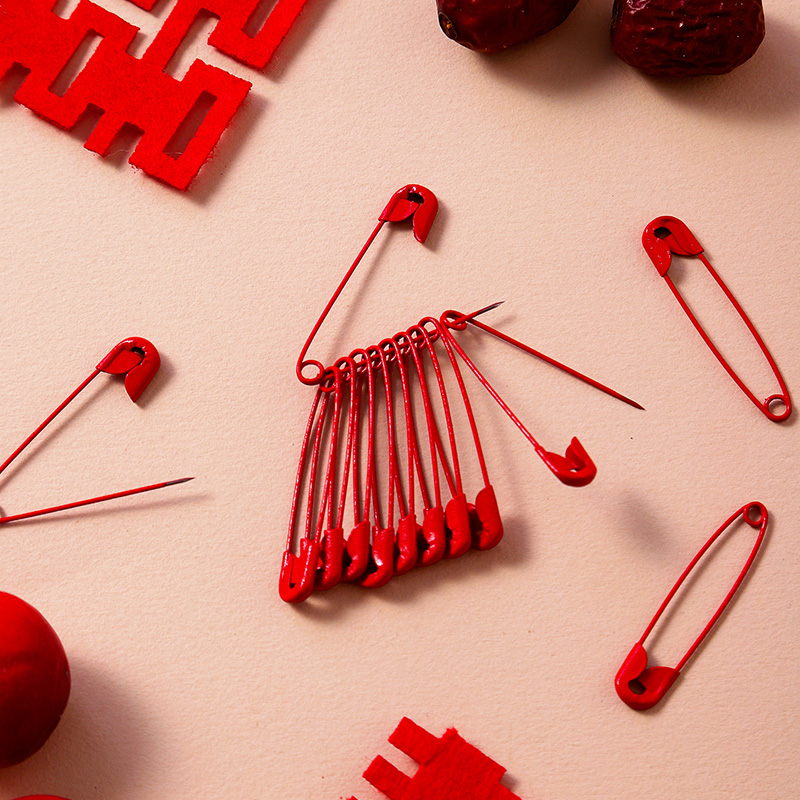 10个20个红色别针结婚大红色新娘胸花包袱别针安全别针固定婚庆用