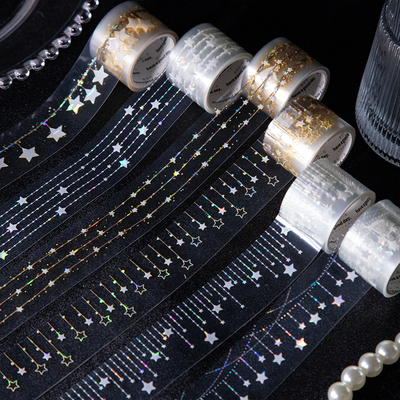 美好的一天PET胶带星星灯帘 贝壳光梦幻星光手账手机壳装饰透明贴