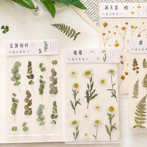 PET贴纸花之系列小清新枝叶手帐