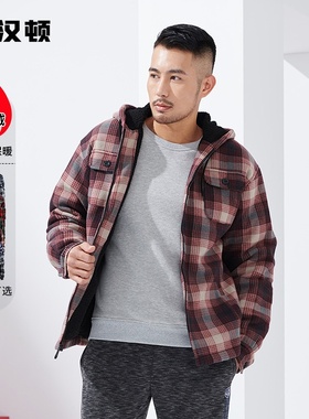 【跨境热卖】亚马逊男士欧码卫衣外套青少年条纹格子帽衫冬季加绒