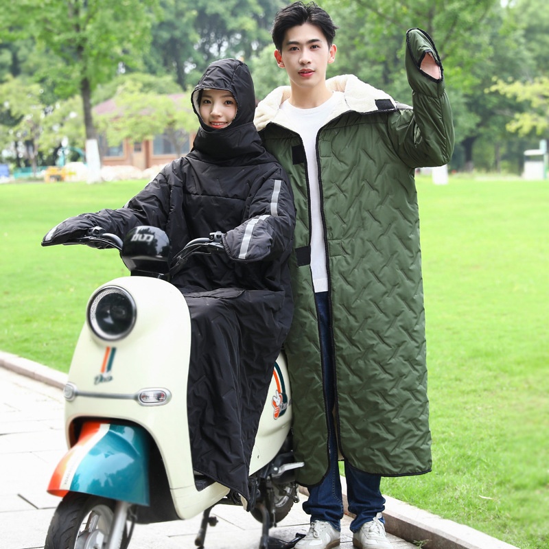 电动车挡风衣秋冬骑车神器加厚加绒挡风被电车电瓶车防水男女