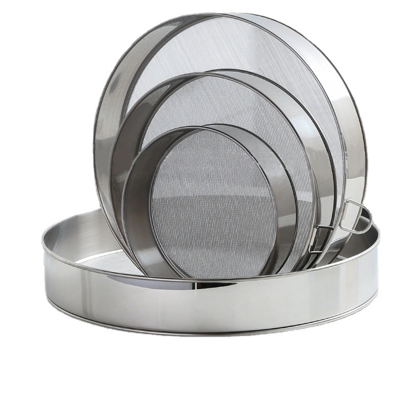 304不锈钢60目圆形面粉筛 加厚细网过滤网 密孔糖粉网筛烘焙工具