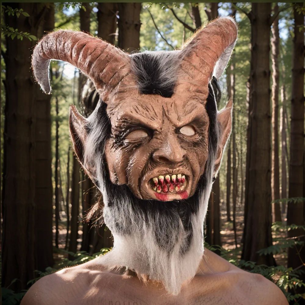 Takerlama-Lucifer Cosplay Mask,Demon Devil Horn Dress ,Latex