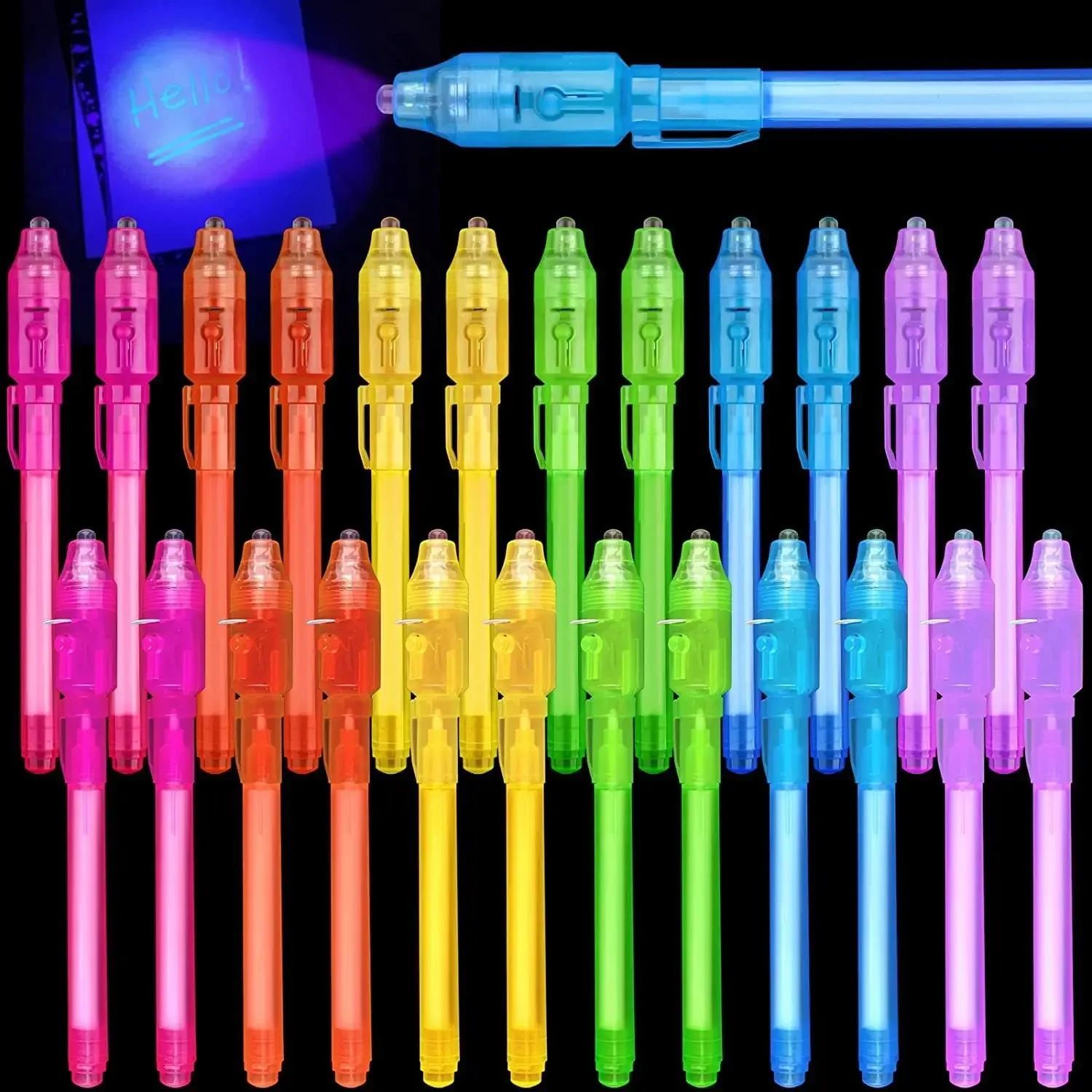 8pcs Invisible Ink Pen with UV Light Spy Pen Magic Marker Sp